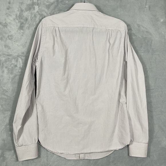 Abercrombie Fitch Shirt Mens Small White Stripe Button Muscle Y2K Moose Preppy - Picture 6 of 10